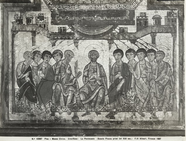 Alinari, Fratelli — Pisa - Museo Civico. Crocifisso: La Pentecoste (Scuola Pisana primi del XIII sec.) — particolare